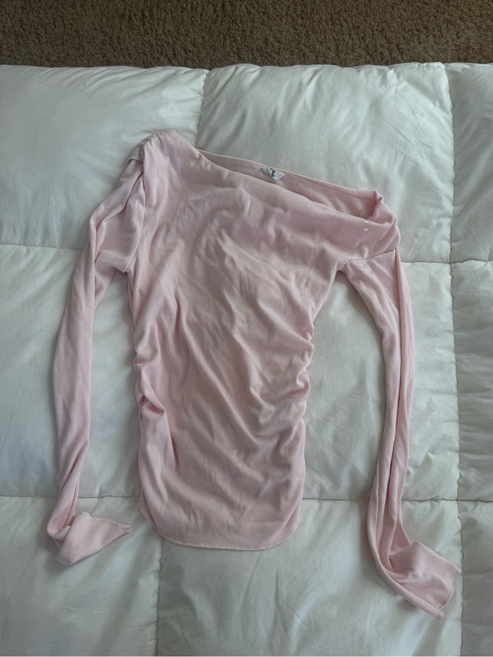 Light Pink Off-Shoulder Long Sleeve Top